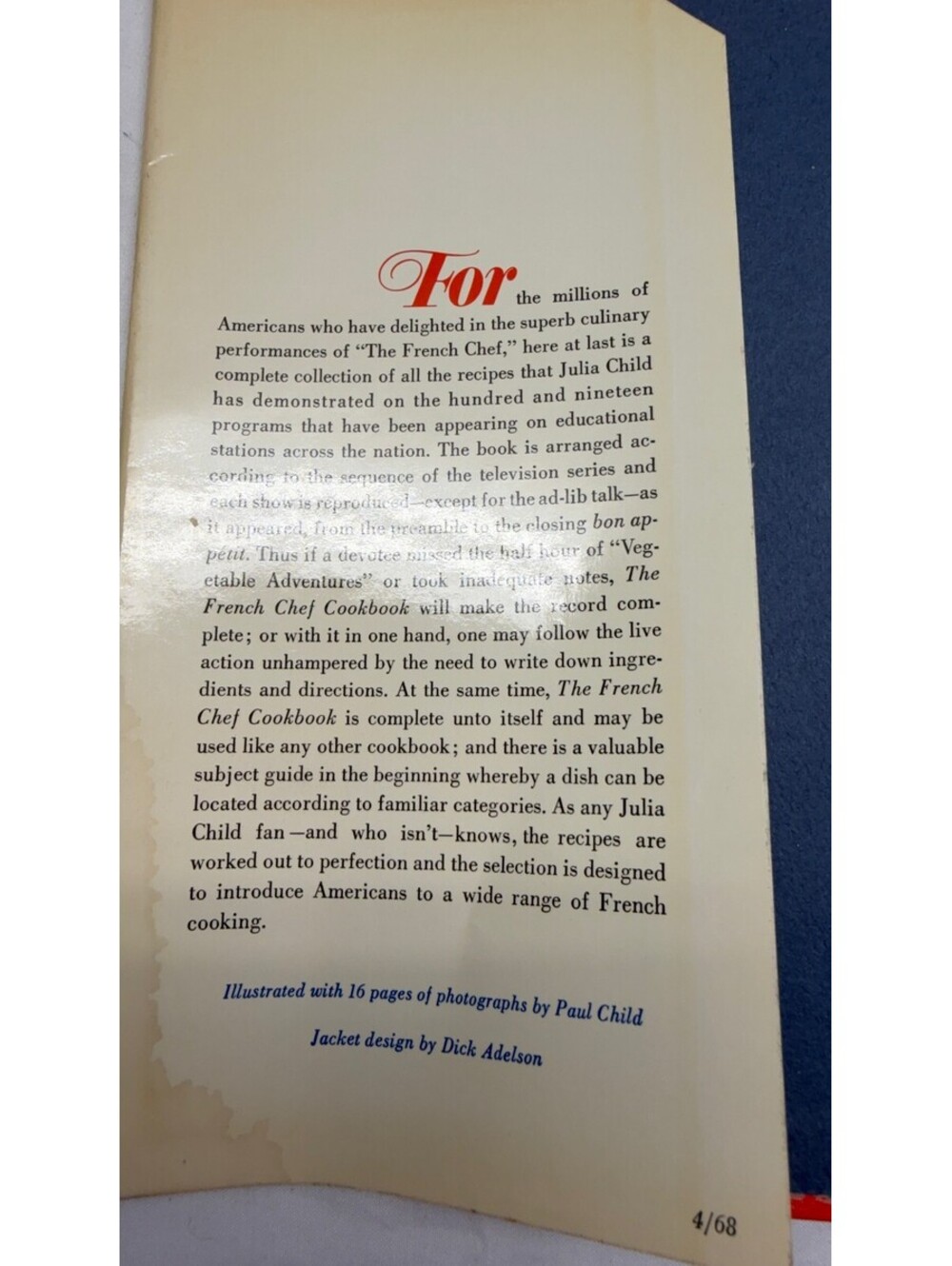 The French Chef Cookbook by Julia Child 1968 First Edition Vintage Hardcover E-4 - Picture 2 of 10